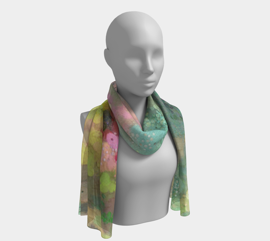 Long Head Scarf, Neck Scarves, Silk Scarf, Summer Fashion Accessories, Chemo Head Cover, Gift for Mom, Art Scarf