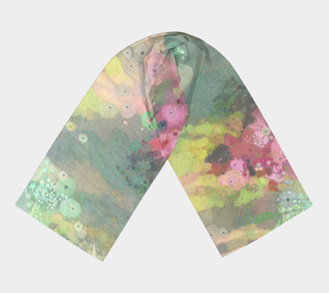 Long Head Scarf, Neck Scarves, Silk Scarf, Summer Fashion Accessories, Chemo Head Cover, Gift for Mom, Art Scarf