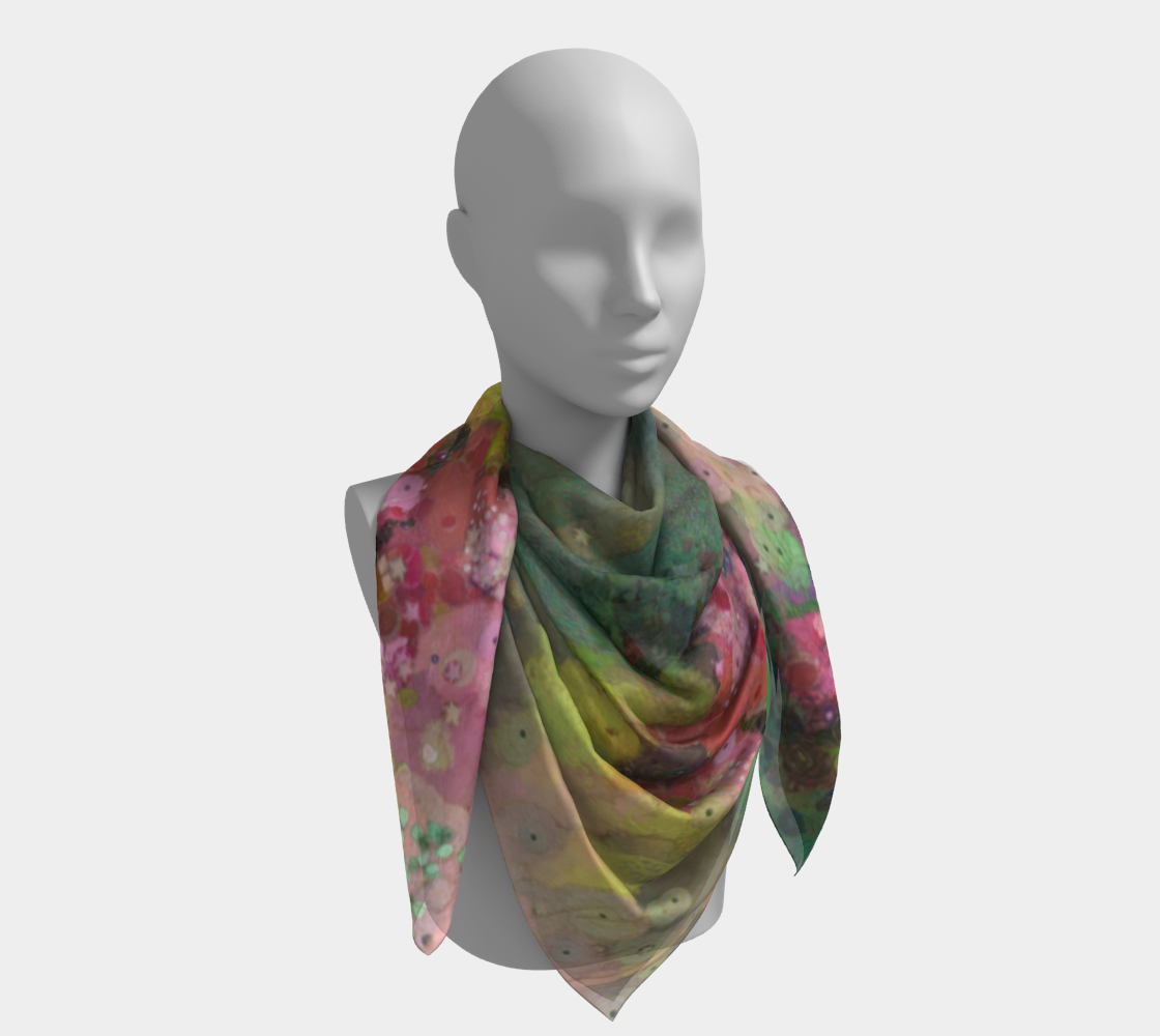 Square Silk Scarf, Summer Neck Scarf, Bandana, Art Scarf, Hair Scarf, Cancer Gift, Strength