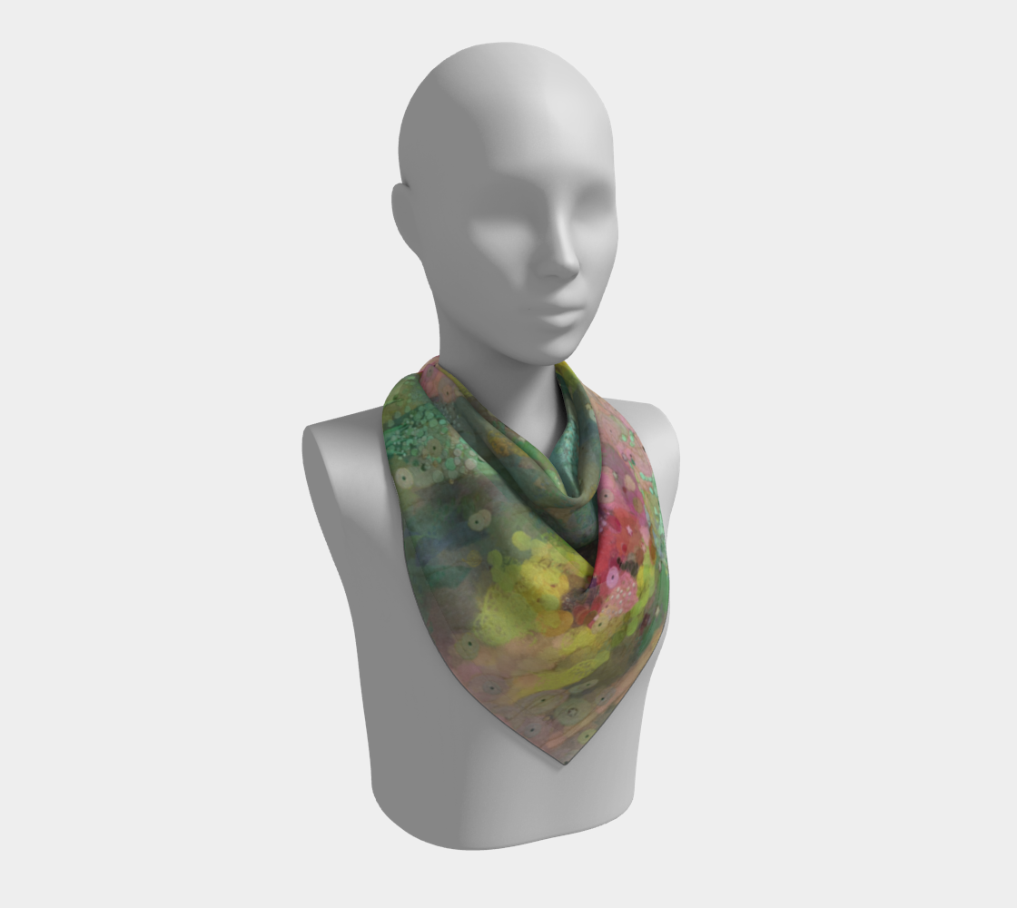 Square Silk Scarf, Summer Neck Scarf, Bandana, Art Scarf, Hair Scarf, Cancer Gift, Strength