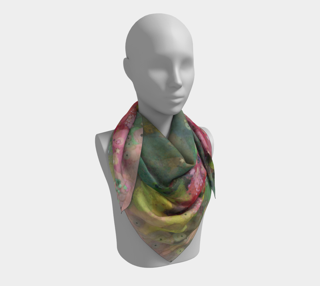 Square Silk Scarf, Summer Neck Scarf, Bandana, Art Scarf, Hair Scarf, Cancer Gift, Strength
