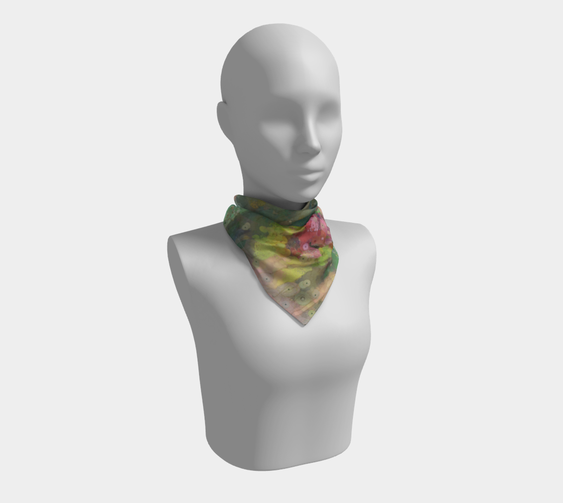 Square Silk Scarf, Summer Neck Scarf, Bandana, Art Scarf, Hair Scarf, Cancer Gift, Strength