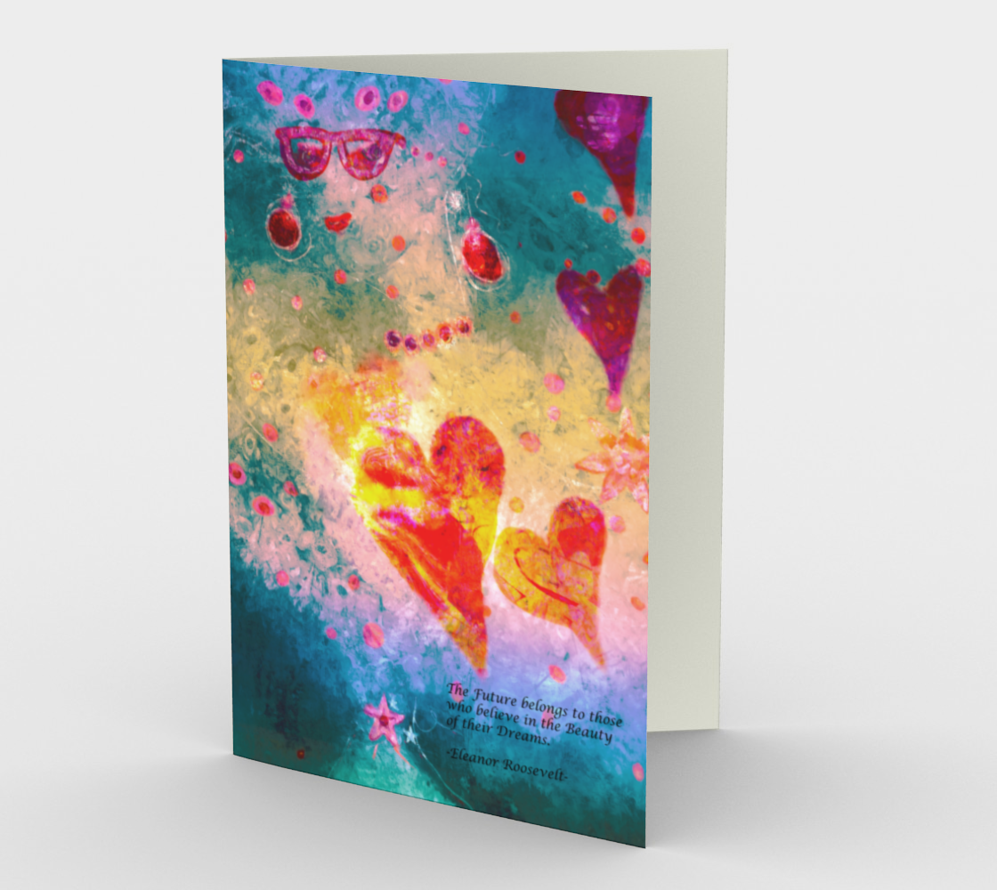 Her Heart Shines Through Art Cards, Set of 3 Blank Cards with Quote by Eleanor Roosevelt
