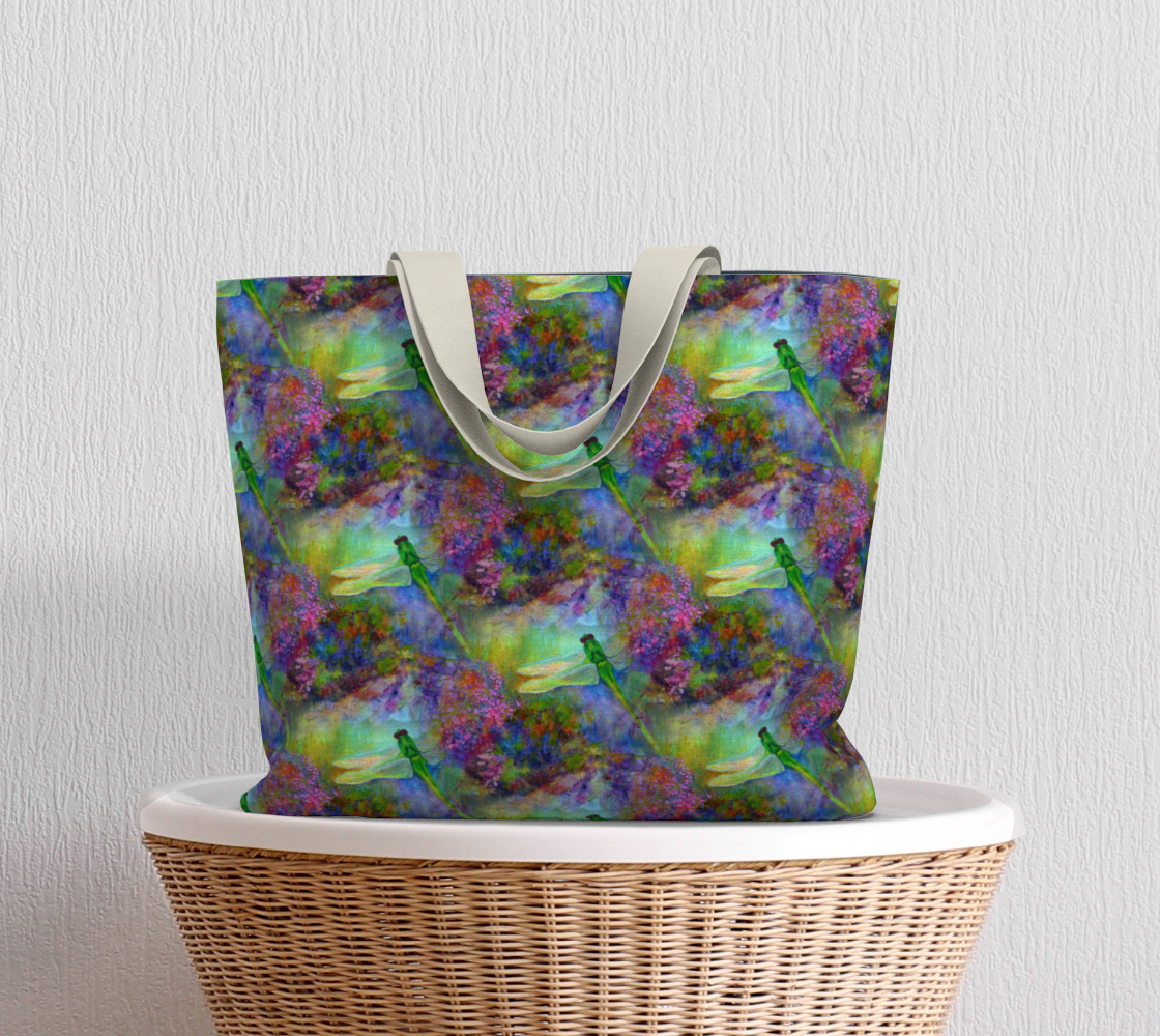Extra Large Tote Bag with Dragonfly Art, Canvas Tote, Oversized Tote, Reusable Cotton Canvas Bags