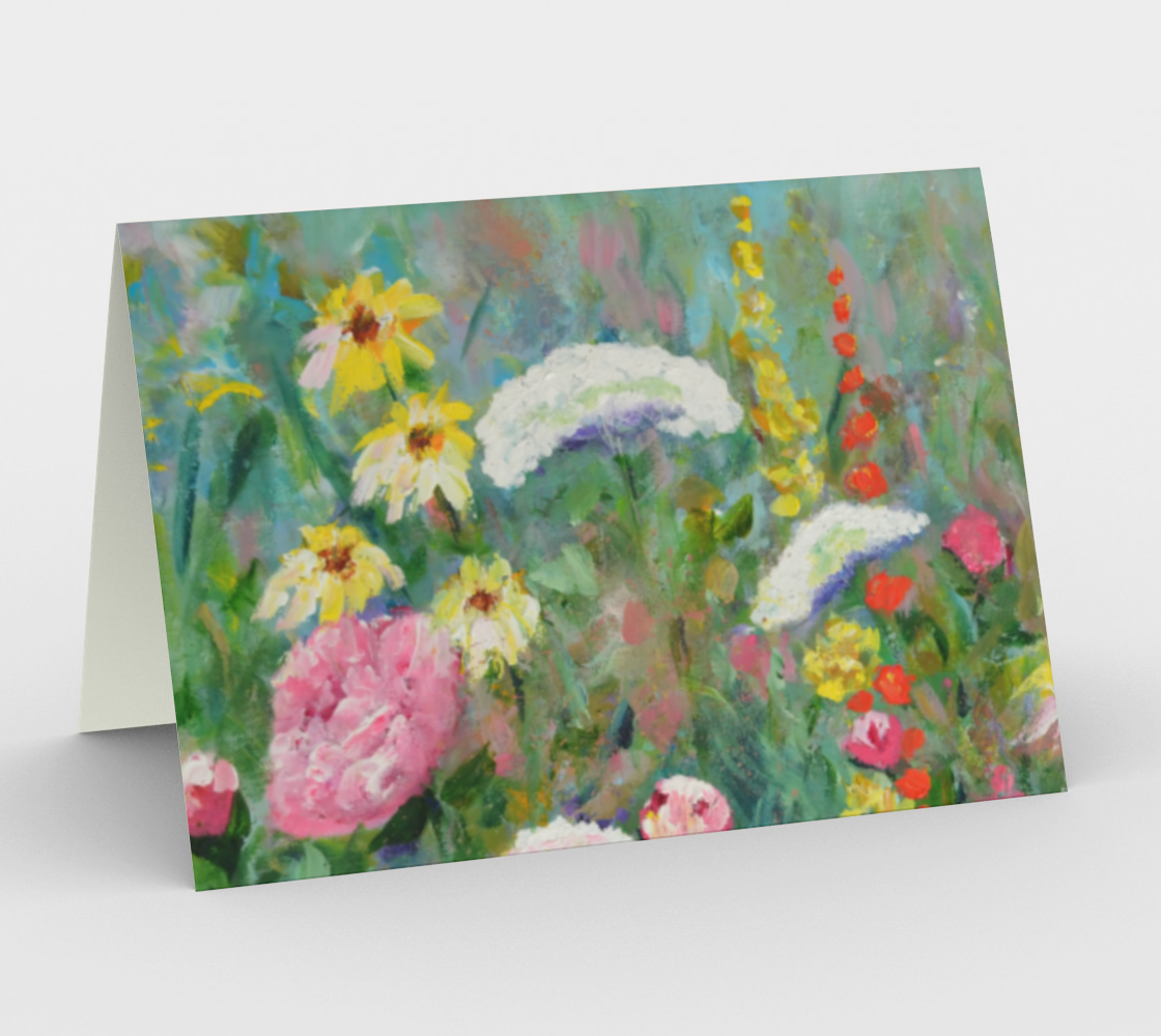 Wildflowers with Queen Anne's Lace and Peony Flowers - Set of 3 Cards from Floral Art Painting by Claire Bull