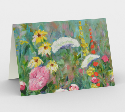 Wildflowers with Queen Anne's Lace and Peony Flowers - Set of 3 Cards from Floral Art Painting by Claire Bull