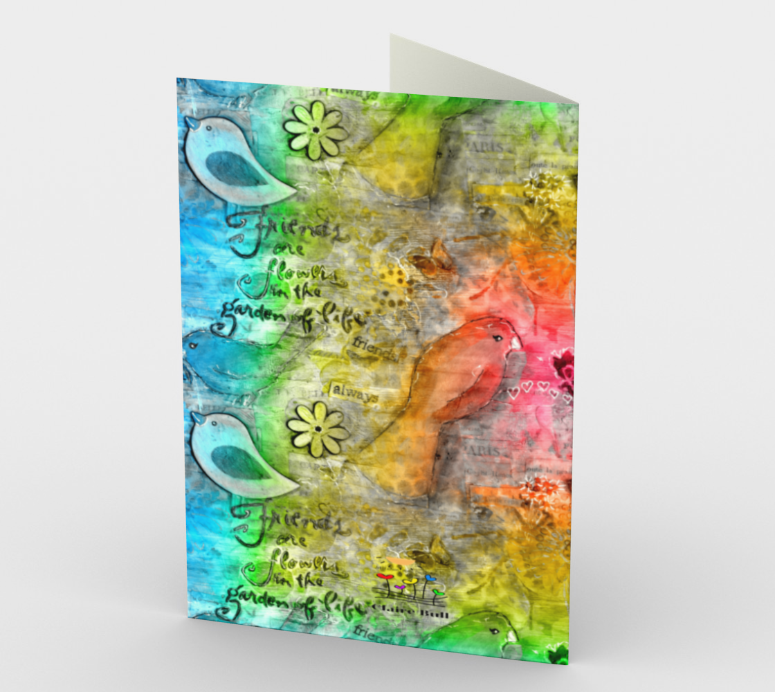 Friends Are Flowers, Set of 3 Greeting Cards, Bird Cards, Card with Famous Quote