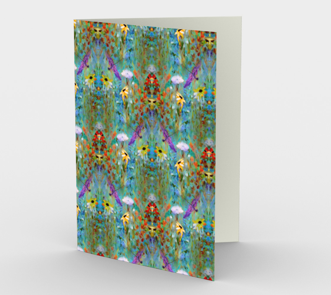 Pretty Card Set of 3 Greeting Cards, Colorful Art Cards, Dragonfly Magic pattern