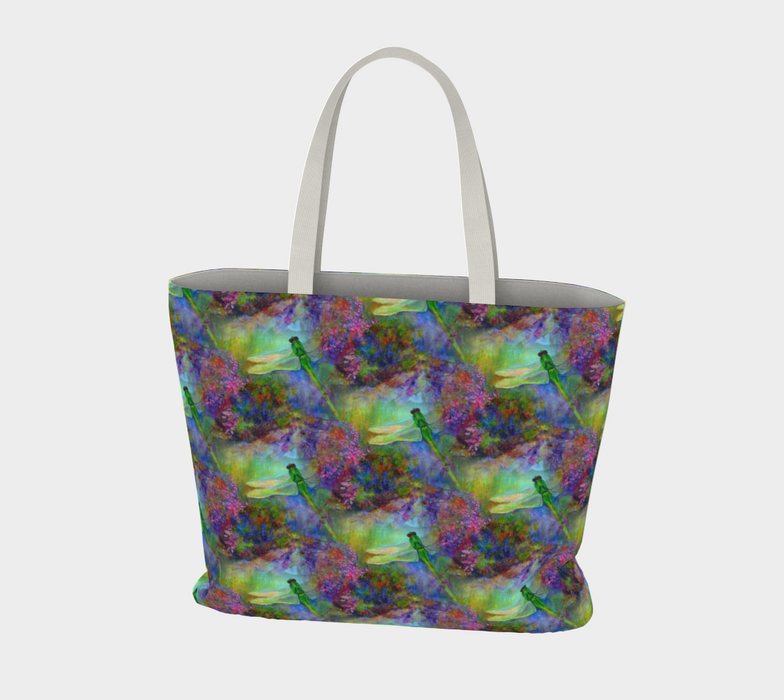 Extra Large Tote Bag with Dragonfly Art, Canvas Tote, Oversized Tote, Reusable Cotton Canvas Bags