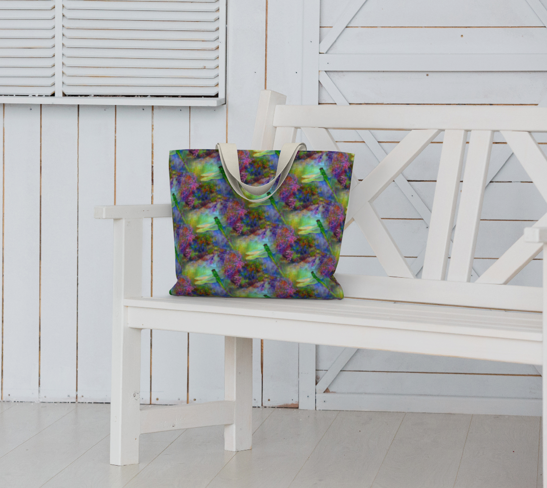 Extra Large Tote Bag with Dragonfly Art, Canvas Tote, Oversized Tote, Reusable Cotton Canvas Bags