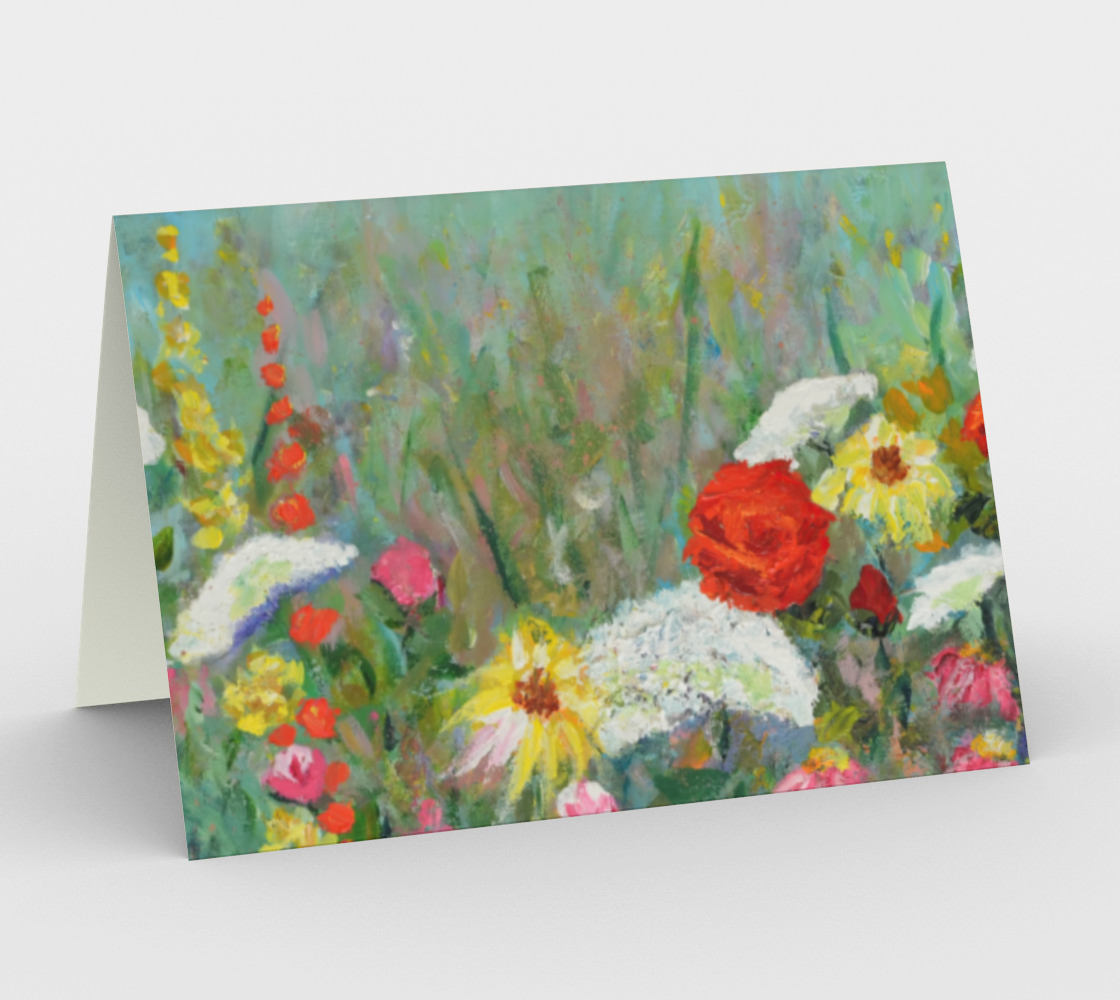 Set of 3 Cards, Wildflowers Art Cards, Painted Landscape Flower Garden Art