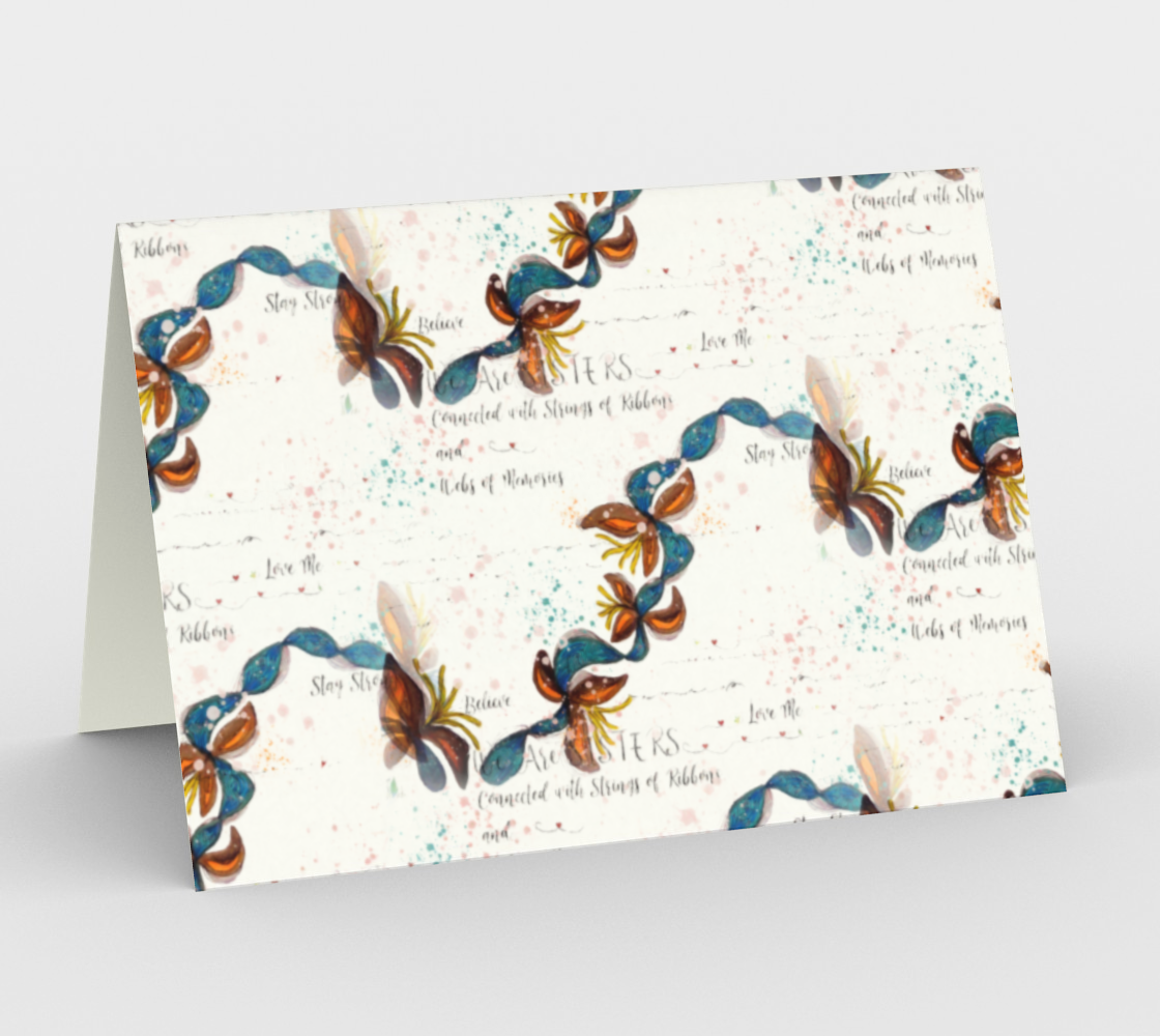 Card Set Blank Inside, Pen and Ink Art Cards, Sisters Connected - Set of 3 Cards with Envelopes