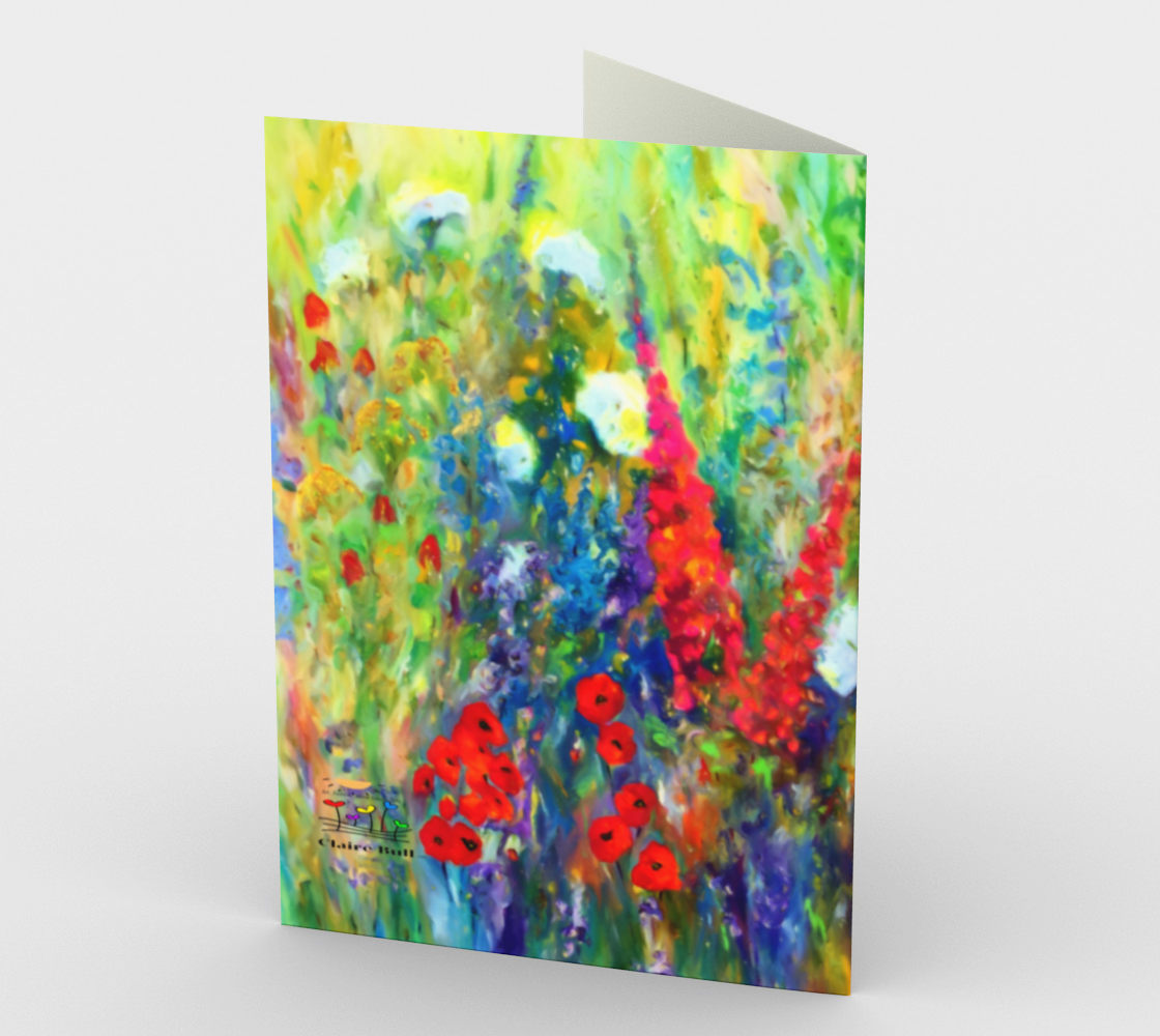 Card Set with Painting of Flowers, Garden Art Cards, Set of 3, Mark Twain Quote Cards