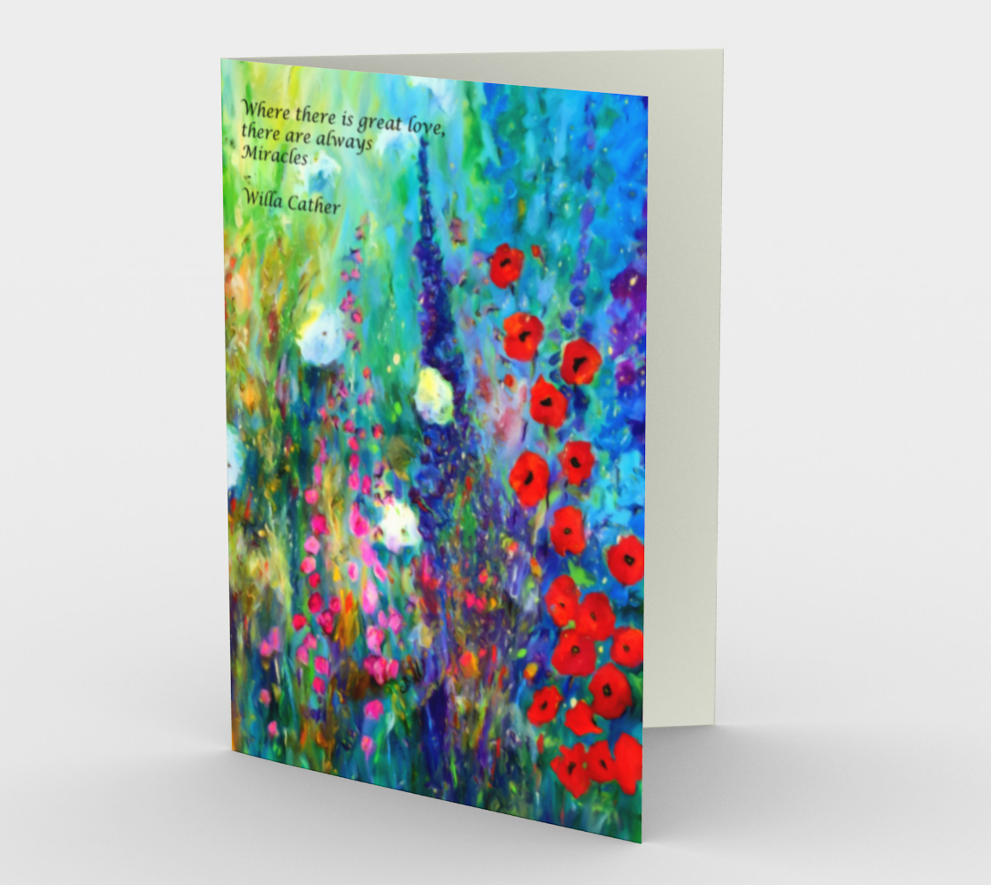 Garden Flowers Card Set with Willa Cather Quote for Book Lovers and Gardeners, Can be Framed, Art Cards