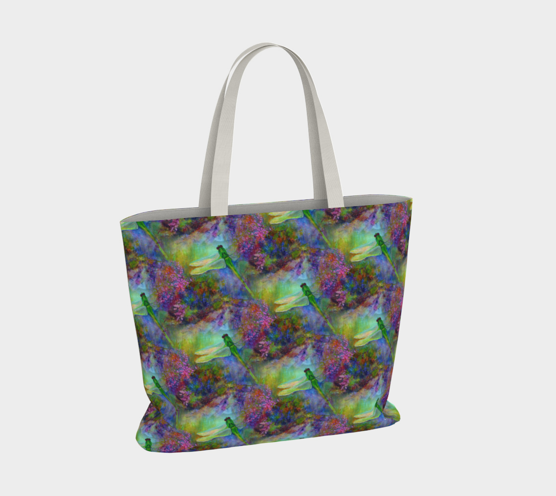 Extra Large Tote Bag with Dragonfly Art, Canvas Tote, Oversized Tote, Reusable Cotton Canvas Bags