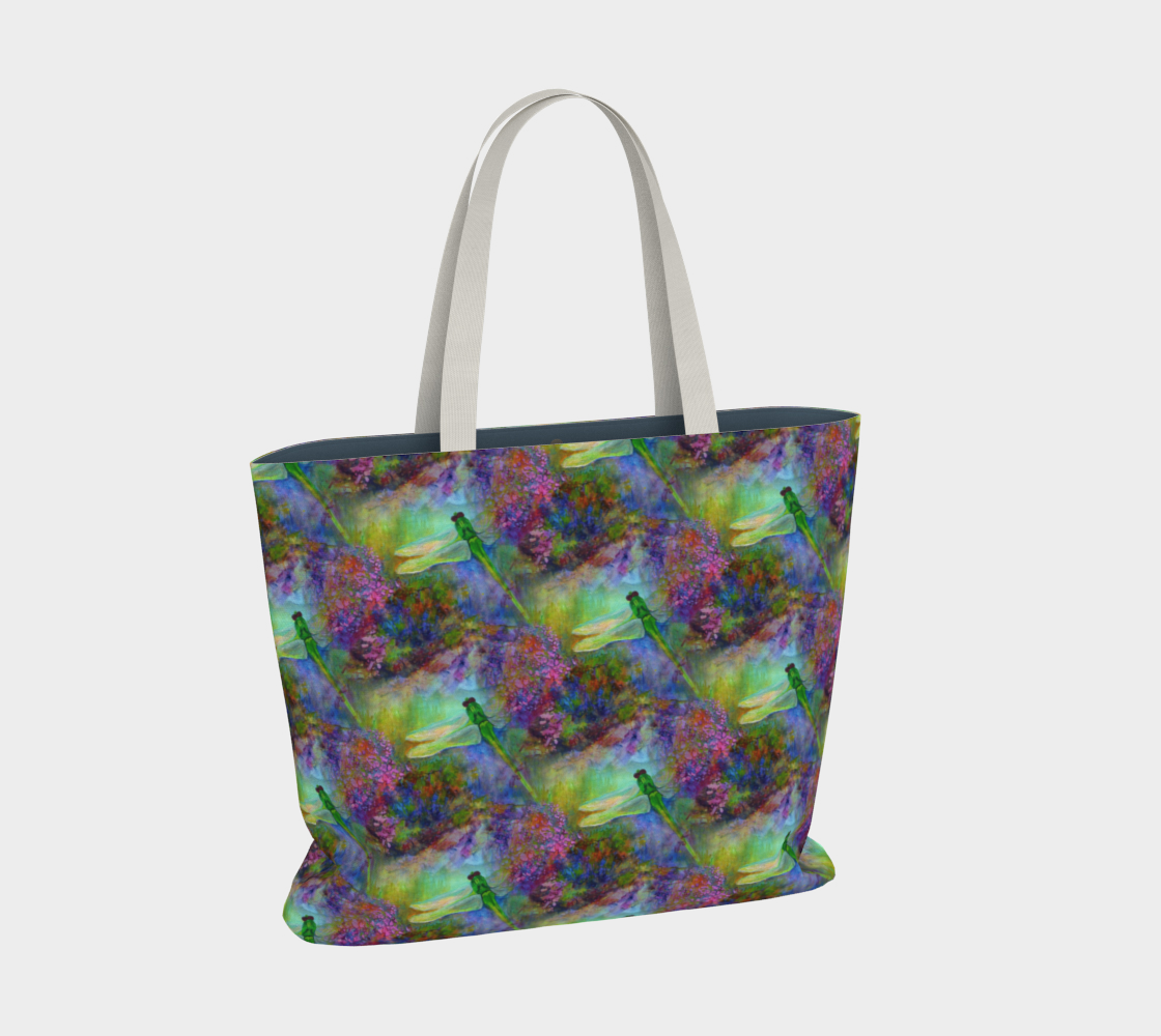 Extra Large Tote Bag with Dragonfly Art, Canvas Tote, Oversized Tote, Reusable Cotton Canvas Bags