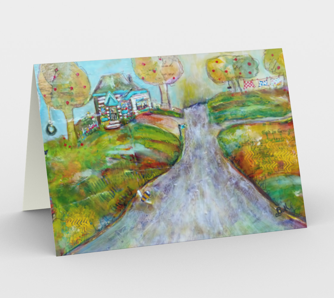 Country Farmhouse Art Cards, The Road Home - Set of 3 Cards with Envelopes, Blank Inside, Rural Landscape